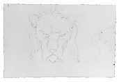 Frontal and Profile Studies of a Lion's Head, William Rimmer (American (born England), Liverpool 1816–1879 South Milford, Massachusetts), Graphite on light buff-colored wove paper, American